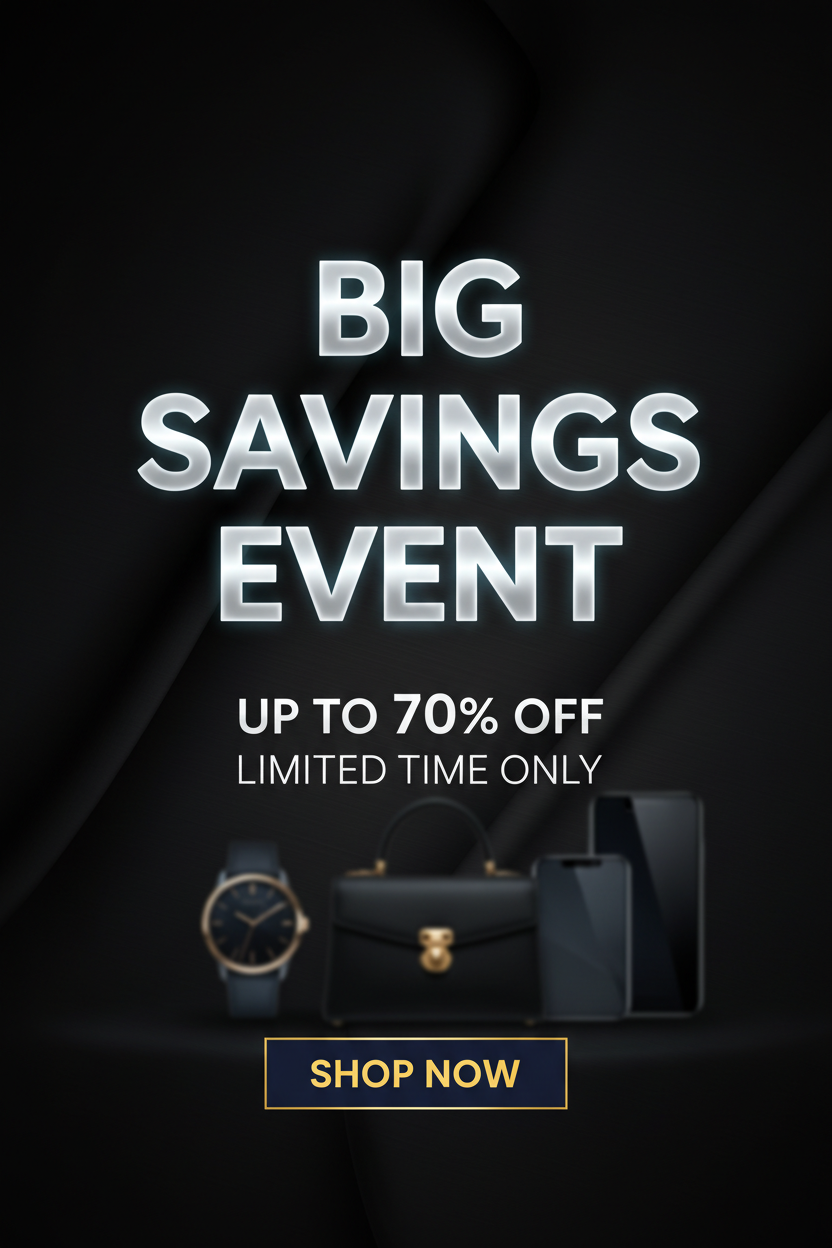 Big Savings Banner Dark Portrait